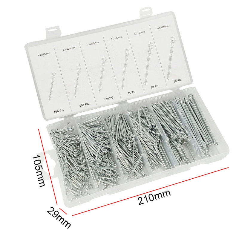 555 pcs Cotter Pin Assortment Kit Case Steel Clip Key Large Pro Shop Set Best