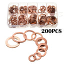 200 x Solid Copper M5-M14 Washer Gasket Flat Ring Plug Oil Seal Assorted Set New