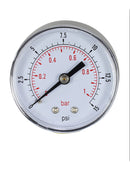 0-15 psi 0-1 bar Hydraulic Water Pressure Gauge 40mm Dial Meter 1/8" BSPT New
