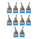 10pcs MTS-202 6Pin 2 Position DPDT ON-ON 6A 125V AC Mini Blue Toggle Switch Kit