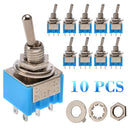 10pcs NEW Mini MTS-202 6-Pin DPDT ON-ON 6A 125VAC Toggle Switches 2 Position