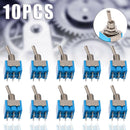 10pcs MTS-202 6Pin 2 Position DPDT ON-ON 6A 125V AC Mini Blue Toggle Switch Kit