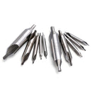 10X Combined HSS Center Dril Countersink Bit Chamfer Center Spotting Drill Set