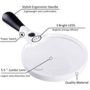 5.5inch Extra Large Handheld LED Magnifier 2X 4X 25X Magnifying Glass Loop Loupe