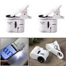 2X 60X Universal Mobile Phone Mini Clip LED UV Lights Microscope Magnifier Loupe