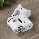 2X 60X Universal Mobile Phone Mini Clip LED UV Lights Microscope Magnifier Loupe