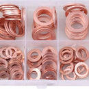 150pcs M5-M22 Copper Washer Gasket Set Flat Ring Seal Assortment Kit with Box