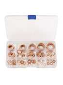 150pcs M5-M22 Copper Washer Gasket Set Flat Ring Seal Assortment Kit with Box