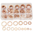 150pcs M5-M22 Copper Washer Gasket Set Flat Ring Seal Assortment Kit with Box