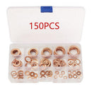 150pcs M5-M22 Copper Washer Gasket Set Flat Ring Seal Assortment Kit with Box