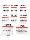 100*1N4148 1N4007 1N5819 1N5399 1N5408 1N5822 FR107 FR207 Diode Assorted Kit New
