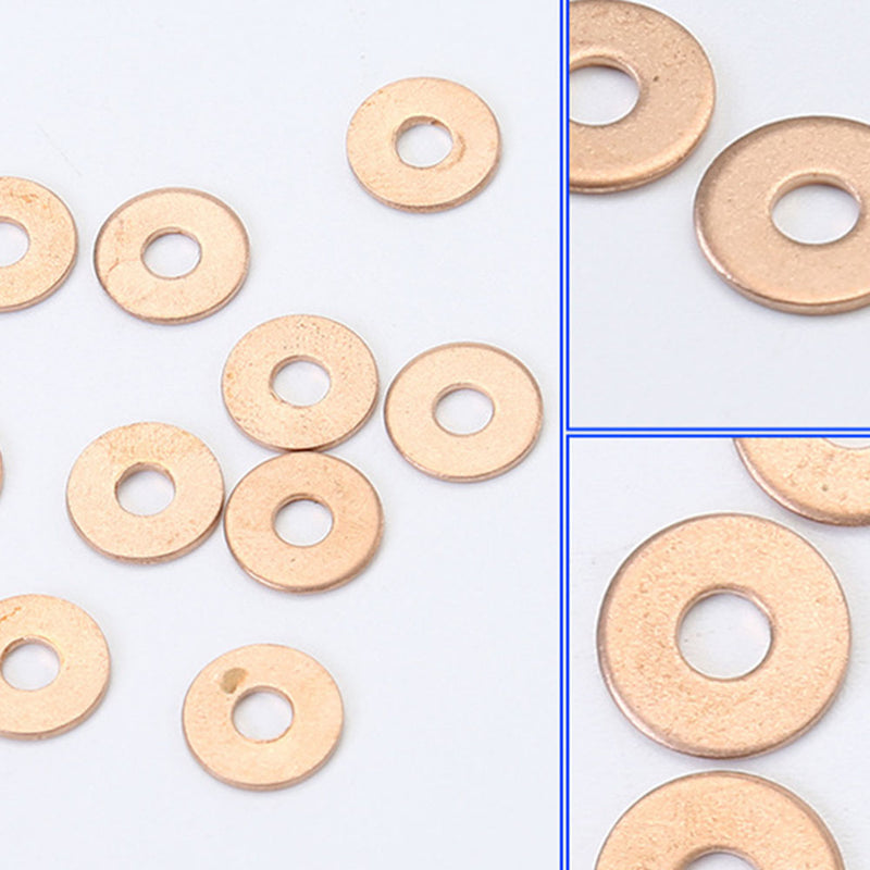 100x Solid Copper Crush Washers Seal Flat Oil Brake Ring Kit 6*2*0.8mm Durable
