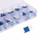 50Pcs 10 Values 3296W Blue Variable Resistor Trimmer Potentiometer With Box