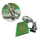 Adjustable Helping Hand Soldering Stand Glass Lens 5-8X Magnifier Alligator Clip