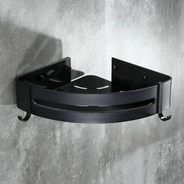 Triangular Bath Storage Holder Shelf Bathroom Corner Rack Single Tier Black