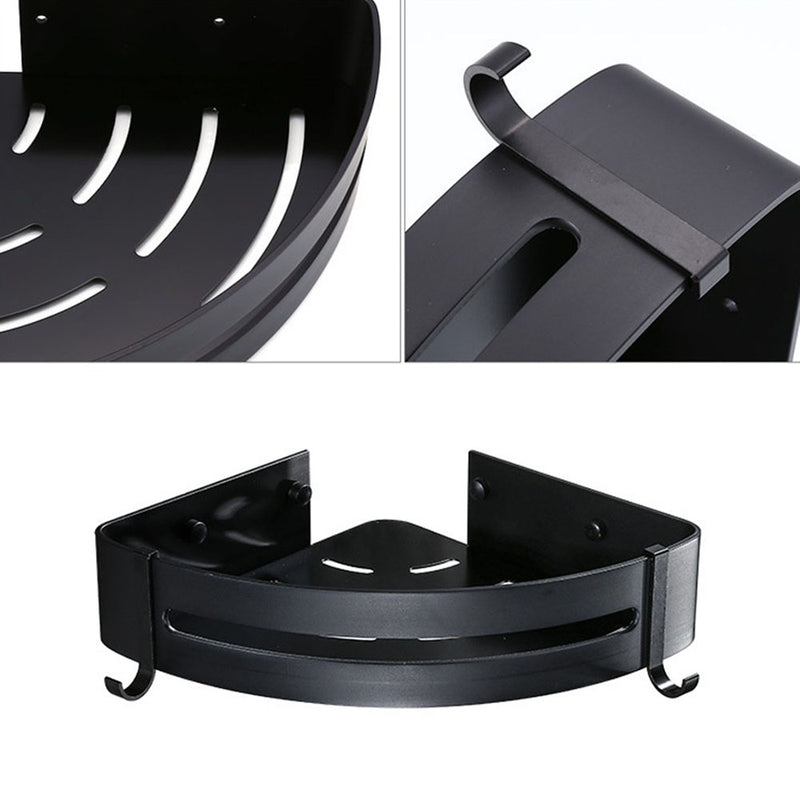 Triangular Bath Storage Holder Shelf Bathroom Corner Rack Single Tier Black