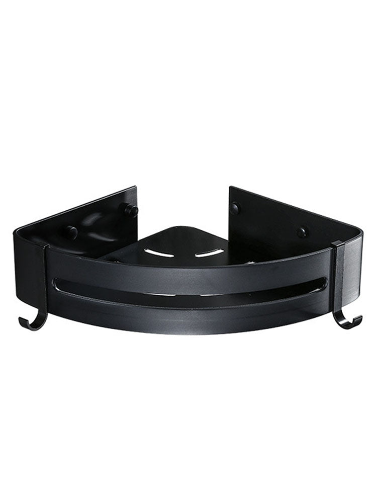 Triangular Bath Storage Holder Shelf Bathroom Corner Rack Single Tier Black