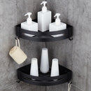 Triangular Bath Storage Holder Shelf Bathroom Corner Rack Single Tier Black