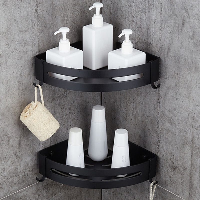 Triangular Bath Storage Holder Shelf Bathroom Corner Rack Single Tier Black