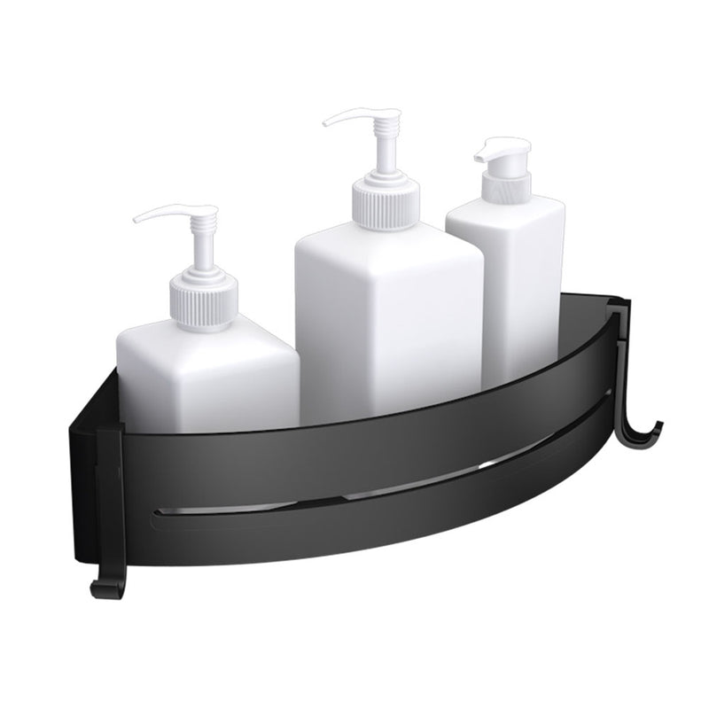 Triangular Bath Storage Holder Shelf Bathroom Corner Rack Single Tier Black