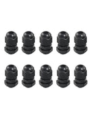 10Pcs PG7 Cable Gland Waterproof Joint Adjustable Black for 3mm-6.5mm Dia Wire