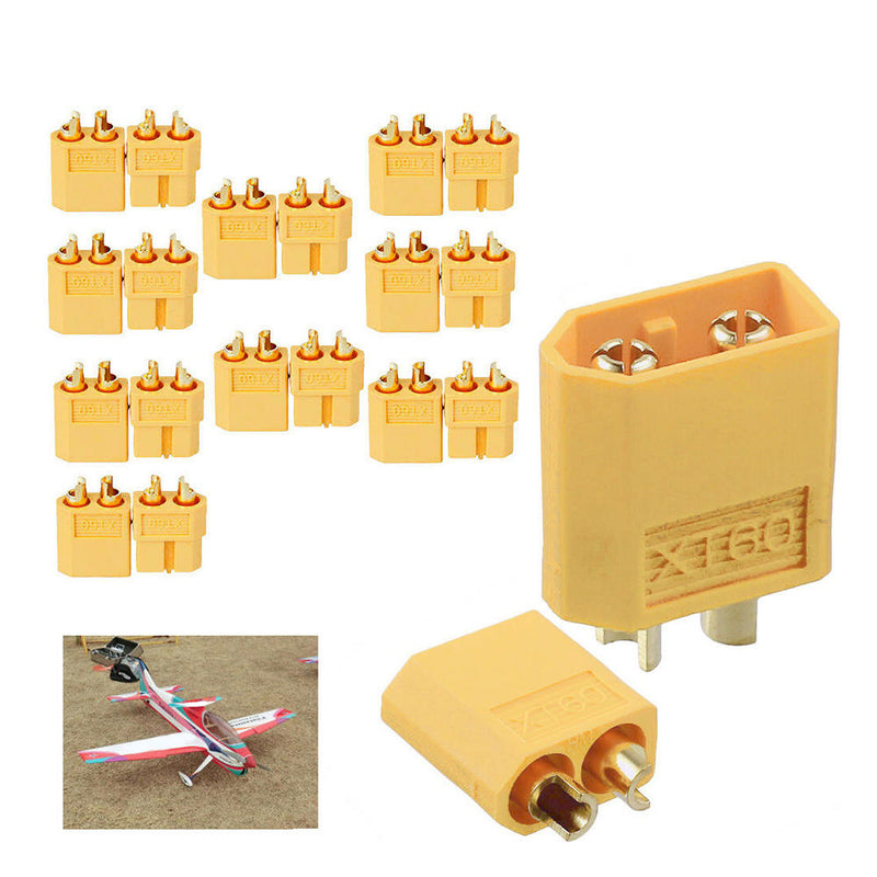 20pcs XT60 Golden Connector LiPo Battery Plug Male & Female Connectors for RC