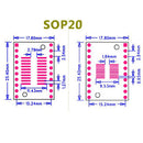 25x SOP20 SSOP20 TSSOP20 SMD To DIP 0.65/1.27mm IC Adapter PCB Board Hot