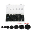 170Pcs/Set Rubber Blanking Grommet Wiring Closed Blind Grommets Set Assorted Kit