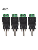 4pcs Electronic Speaker Wire Cable to Audio Male RCA Connector Adapter Plug New
