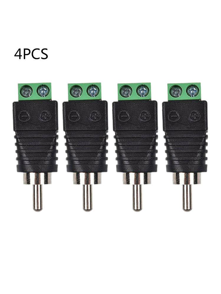 4pcs Electronic Speaker Wire Cable to Audio Male RCA Connector Adapter Plug New