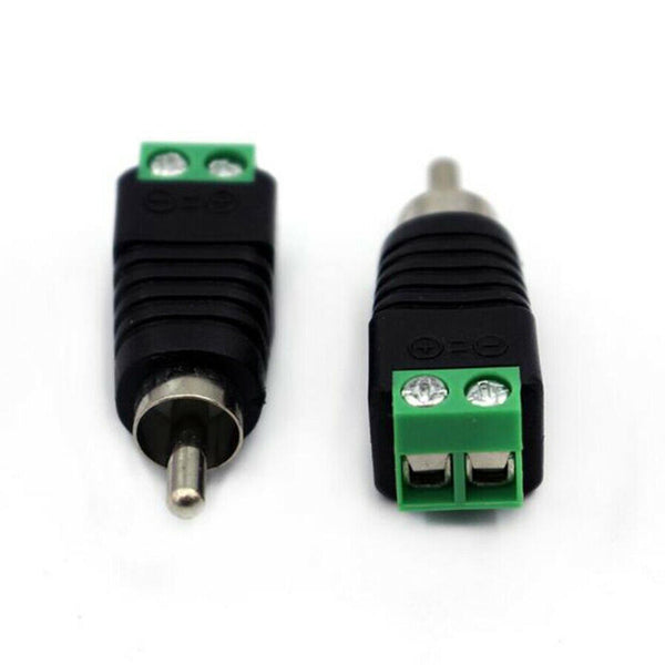 4pcs Electronic Speaker Wire Cable to Audio Male RCA Connector Adapter Plug New