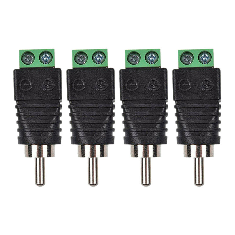 4pcs Electronic Speaker Wire Cable to Audio Male RCA Connector Adapter Plug New