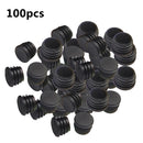 100X Round Plastic Black Blanking End Cap Caps Tube Pipe Inserts Plug Bung 25mm