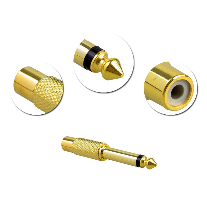 5pcs 6.35mm 1/4" Male Mono Plug To RCA Female Jack Audio Adapter Connector f g h