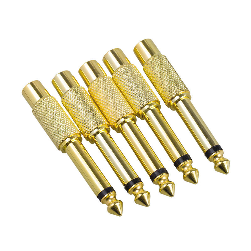 5X 6.35mm 1/4" inch Male Mono Plug To RCA Female Jack Audio Adapter Connection