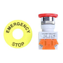 Red Mushroom Cap 1NO 1NC DPST Emergency Stop Push Button Switch AC660V 10A