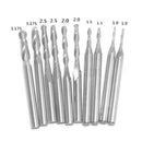 10pcs Carbide Ball Nose End Mills 2Flutes CNC Engraving Drill Bits Set 1-3.175mm