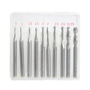10pcs Carbide Ball Nose End Mills 2Flutes CNC Engraving Drill Bits Set 1-3.175mm