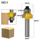 3pcs 8mm Shank Half Round Bullnose Router Bit 2Flute Woodworking Milling Cutter