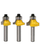 3pcs 8mm Shank Half Round Bullnose Router Bit 2Flute Woodworking Milling Cutter
