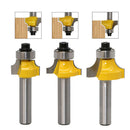 3pcs 8mm Shank Half Round Bullnose Router Bit 2Flute Woodworking Milling Cutter