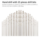 26pcs Mini Micro Twist Drill Bits 0.5mm-3mm & Aluminum Hand Drill Keyless Chuck