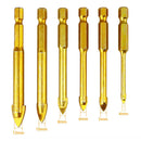 6Pcs/set 412mm Ceramic Tile Glass Drill Bits 1/4" Hex Shank Set for Chucks New