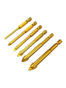6Pcs/set 412mm Ceramic Tile Glass Drill Bits 1/4" Hex Shank Set for Chucks New