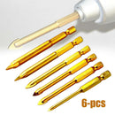 6Pcs/set 412mm Ceramic Tile Glass Drill Bits 1/4" Hex Shank Set for Chucks New