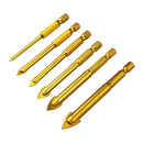 6Pcs/set 412mm Ceramic Tile Glass Drill Bits 1/4" Hex Shank Set for Chucks New