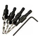 4pcs HSS Countersink Drill Bit Set Hex Shank Woodworking Carpentry Tool 6-12#