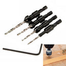 4pcs HSS Countersink Drill Bit Set Hex Shank Woodworking Carpentry Tool 6-12#
