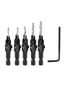 5xHSS Countersink Drill Bit Set Screw Woodworking Chamfer Tool with Standard Hex
