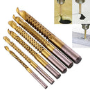 6X Hex Shank HSS High Speed Steel Spiral Screw Thread Taps Titanium Drill Bit